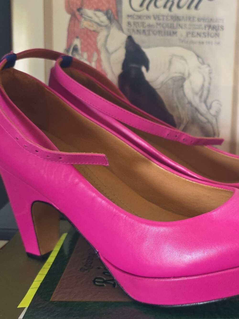 Dr. Liza Women's Hot Pink Pumps W/ Removable Ankle Straps. 9.5 Med Width 3.75"